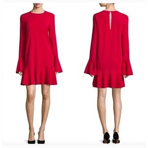 THEORY Red Bell Long Sleeve Dress